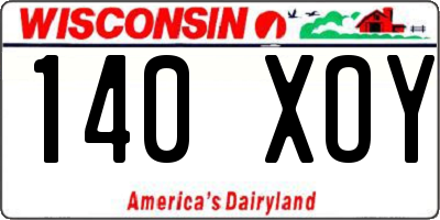 WI license plate 140XOY