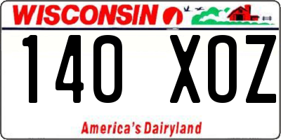 WI license plate 140XOZ