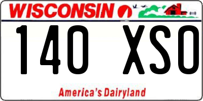 WI license plate 140XSO