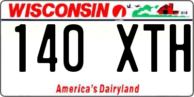 WI license plate 140XTH