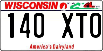 WI license plate 140XTO