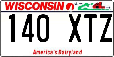 WI license plate 140XTZ