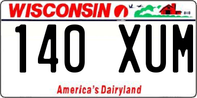 WI license plate 140XUM