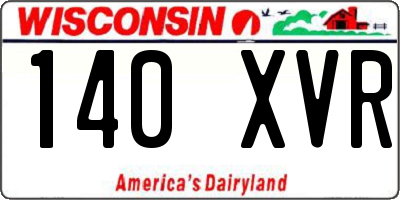 WI license plate 140XVR