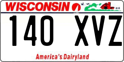 WI license plate 140XVZ