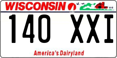 WI license plate 140XXI