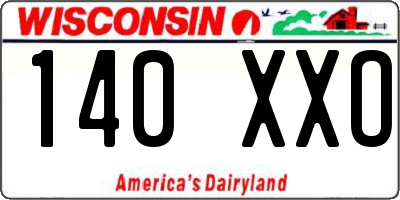 WI license plate 140XXO