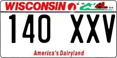 WI license plate 140XXV