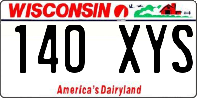 WI license plate 140XYS