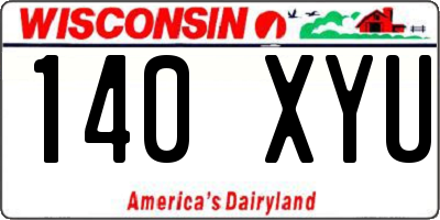 WI license plate 140XYU