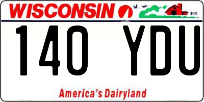 WI license plate 140YDU