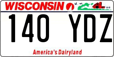 WI license plate 140YDZ