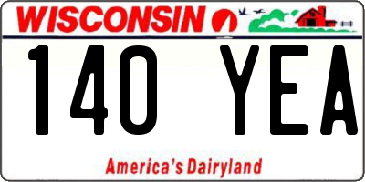 WI license plate 140YEA