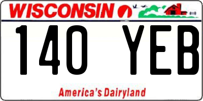 WI license plate 140YEB