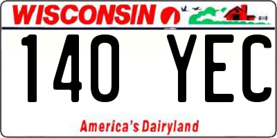 WI license plate 140YEC