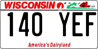 WI license plate 140YEF