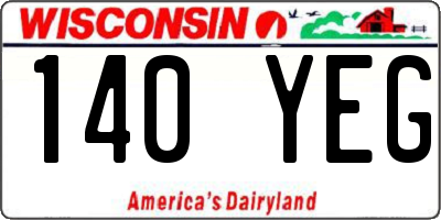 WI license plate 140YEG