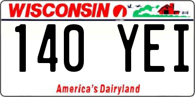 WI license plate 140YEI