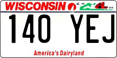 WI license plate 140YEJ