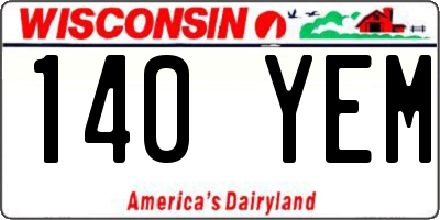 WI license plate 140YEM