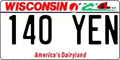 WI license plate 140YEN