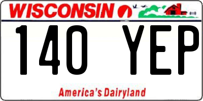 WI license plate 140YEP
