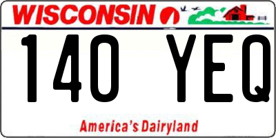 WI license plate 140YEQ