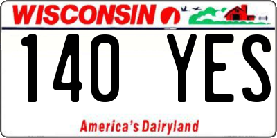 WI license plate 140YES