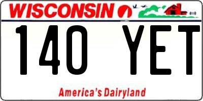 WI license plate 140YET