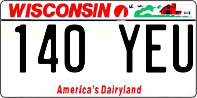 WI license plate 140YEU