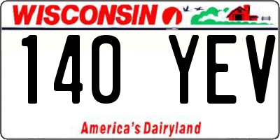 WI license plate 140YEV