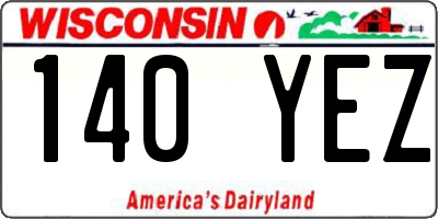 WI license plate 140YEZ