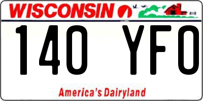 WI license plate 140YFO