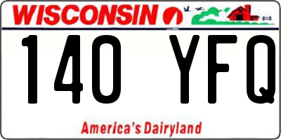 WI license plate 140YFQ