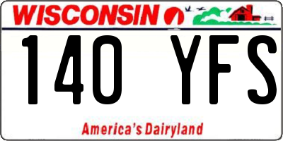 WI license plate 140YFS