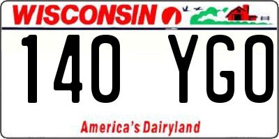 WI license plate 140YGO
