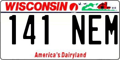 WI license plate 141NEM