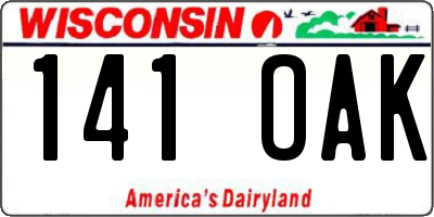 WI license plate 141OAK