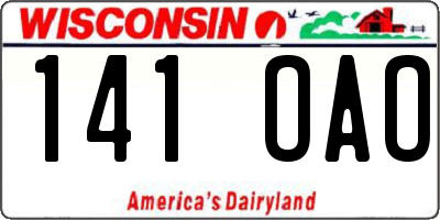 WI license plate 141OAO