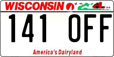 WI license plate 141OFF