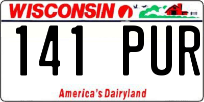 WI license plate 141PUR
