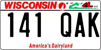 WI license plate 141QAK