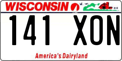 WI license plate 141XON