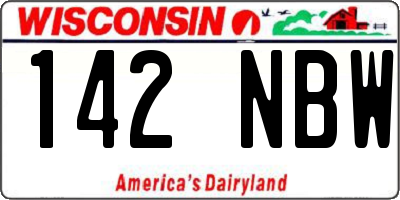 WI license plate 142NBW