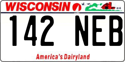 WI license plate 142NEB