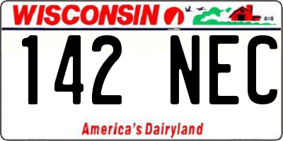 WI license plate 142NEC