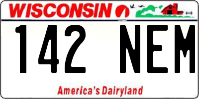 WI license plate 142NEM