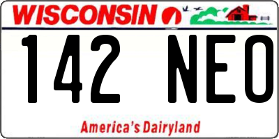 WI license plate 142NEO