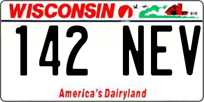WI license plate 142NEV