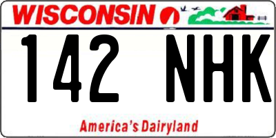 WI license plate 142NHK